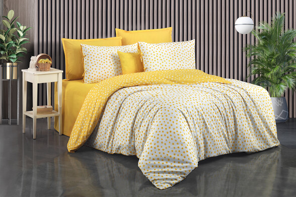 İşbir Home - Polka Dot Sarı Nevresim Takımı